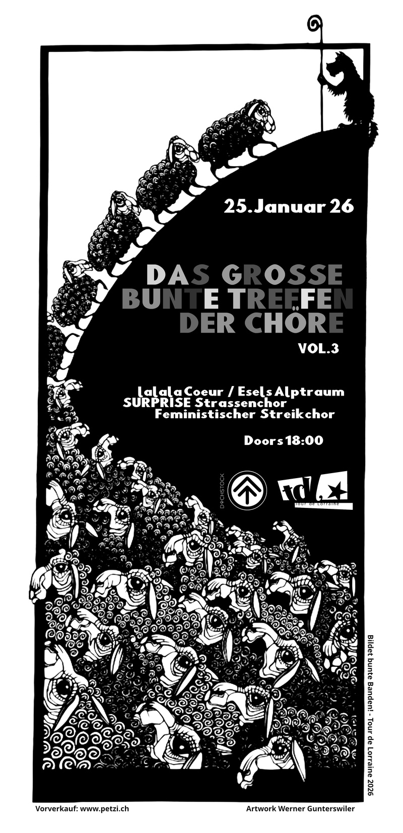 Das grosse bunte Treffen der Chöre: LALALAcoeur, Feministischer Streikchor, SURPRISE Strassenchor, Esels Alptraum