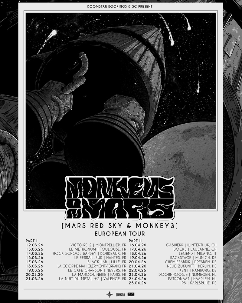 "Monkeys On Mars European Tour" - Monkey3 (CH) // Mars Red Sky (FR) // GRANDMA'S ASHES (FR)