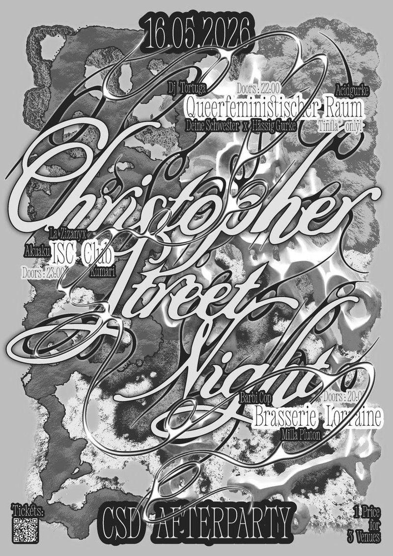 Official CSD Afterparty 🏳️‍🌈 CHRISTOPHER STREET NIGHT! ISC x QFR x Brasserie Lorraine