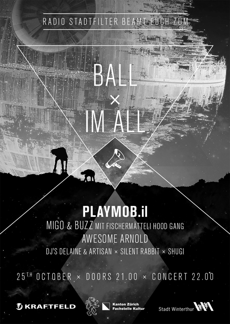 STADTFILTER-PARTY mit AWESOME ARNOLD (WINTI) MIGO & BUZZ (BERN) & PLAYMOB.IL (WINTI)