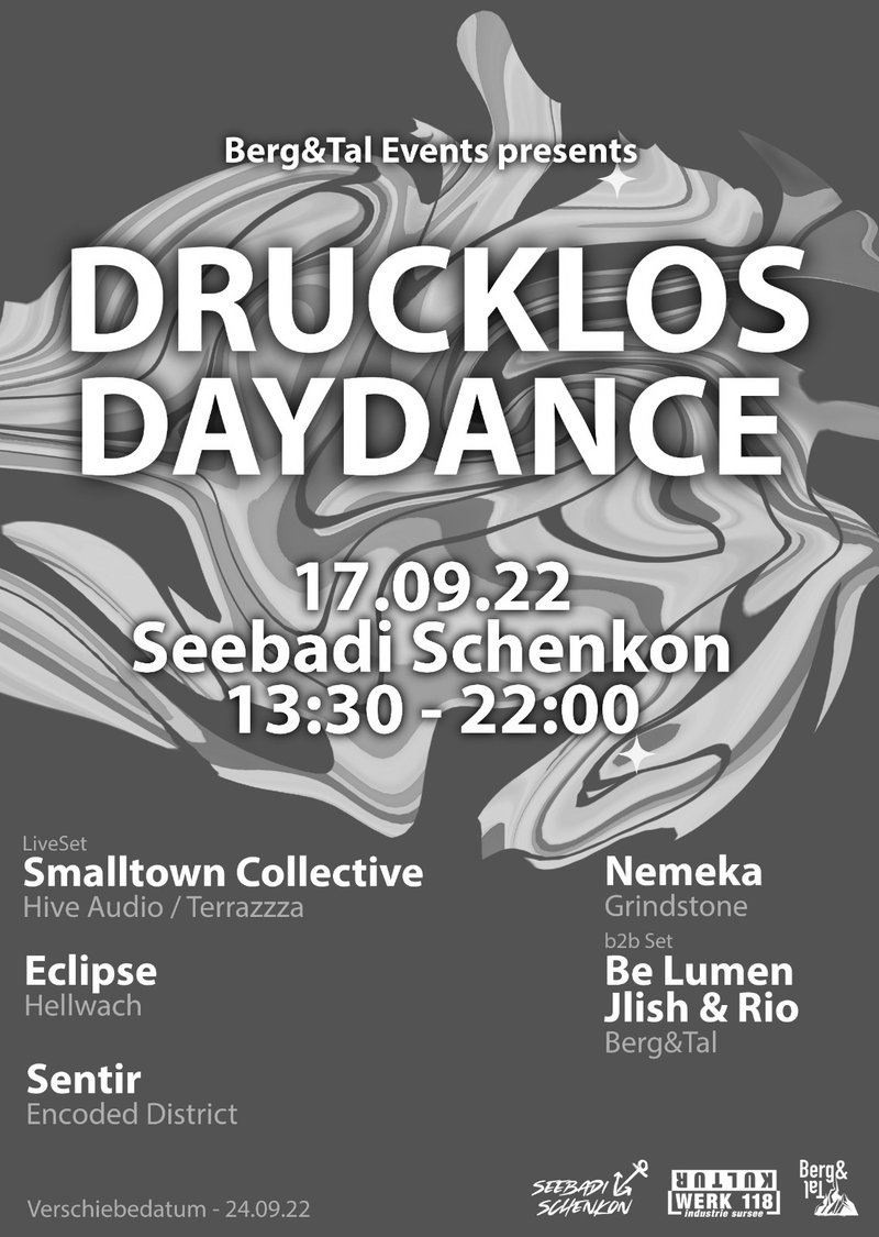 DRUCKLOS DAYDANCE w/Smalltown Collective im Seebad Schenkon