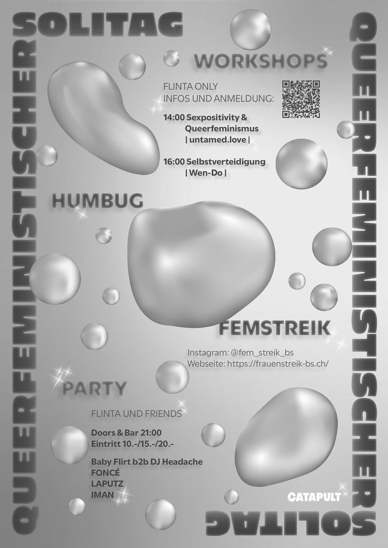 QUEERFEMINISTISCHER SOLITAG mit Workshops und Party X FemStreik