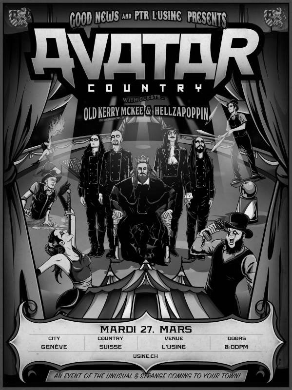 AVATAR + Old Kerry Mckee + Hellzapoppin // Metal, Folk Blues, R'n'R