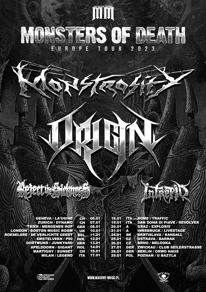 MONSTERS OF DEATH TOUR 2023: MONSTROSITY + ORIGIN + REJECT THE SICKNESS + INTREPID